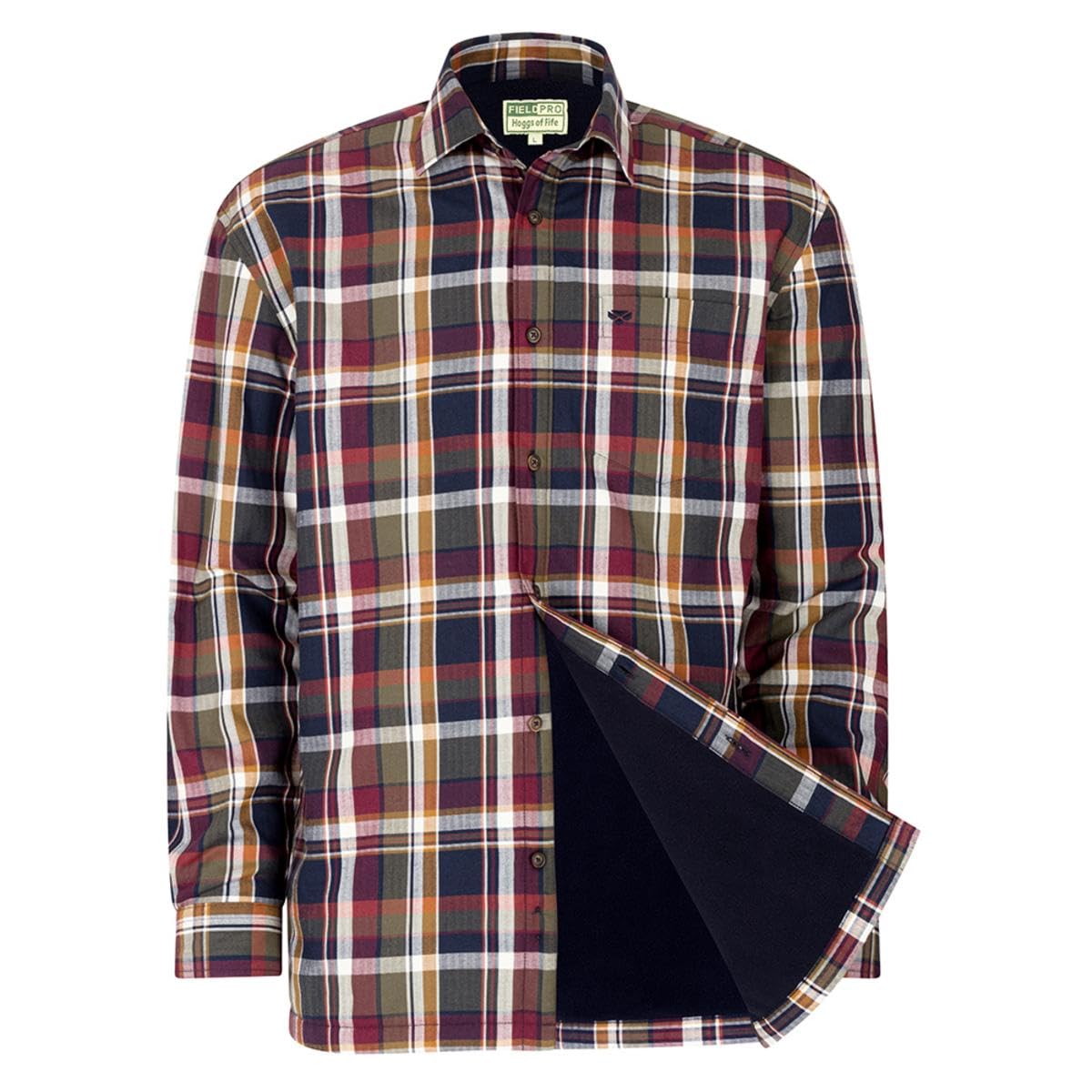 Arran Microfleece Lined 100% Cotton Shirt - cotton, pre washed outer fabric, polyester 240g lining