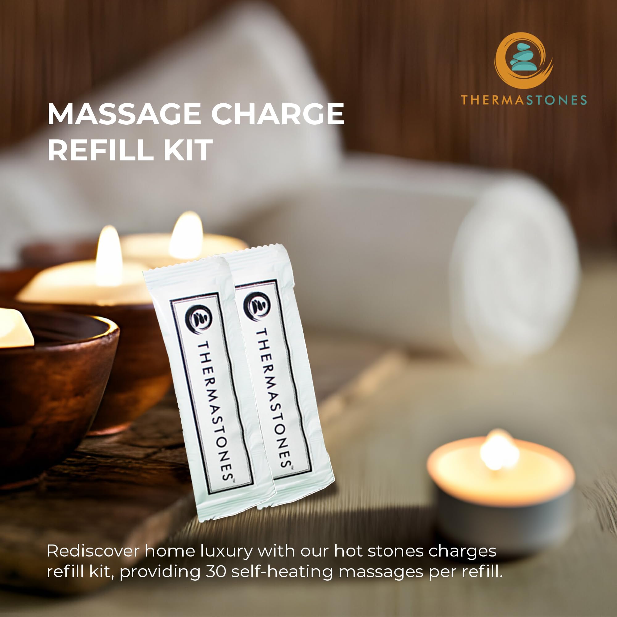 Hot Stone Charges Refill Kit – Energizing Massage Charge for Hot Stone Massage Kit – 30 Second Activation Hot Stone Warmer - Self Heating Massage Charge Refills for Personal Therapy & Home Massage