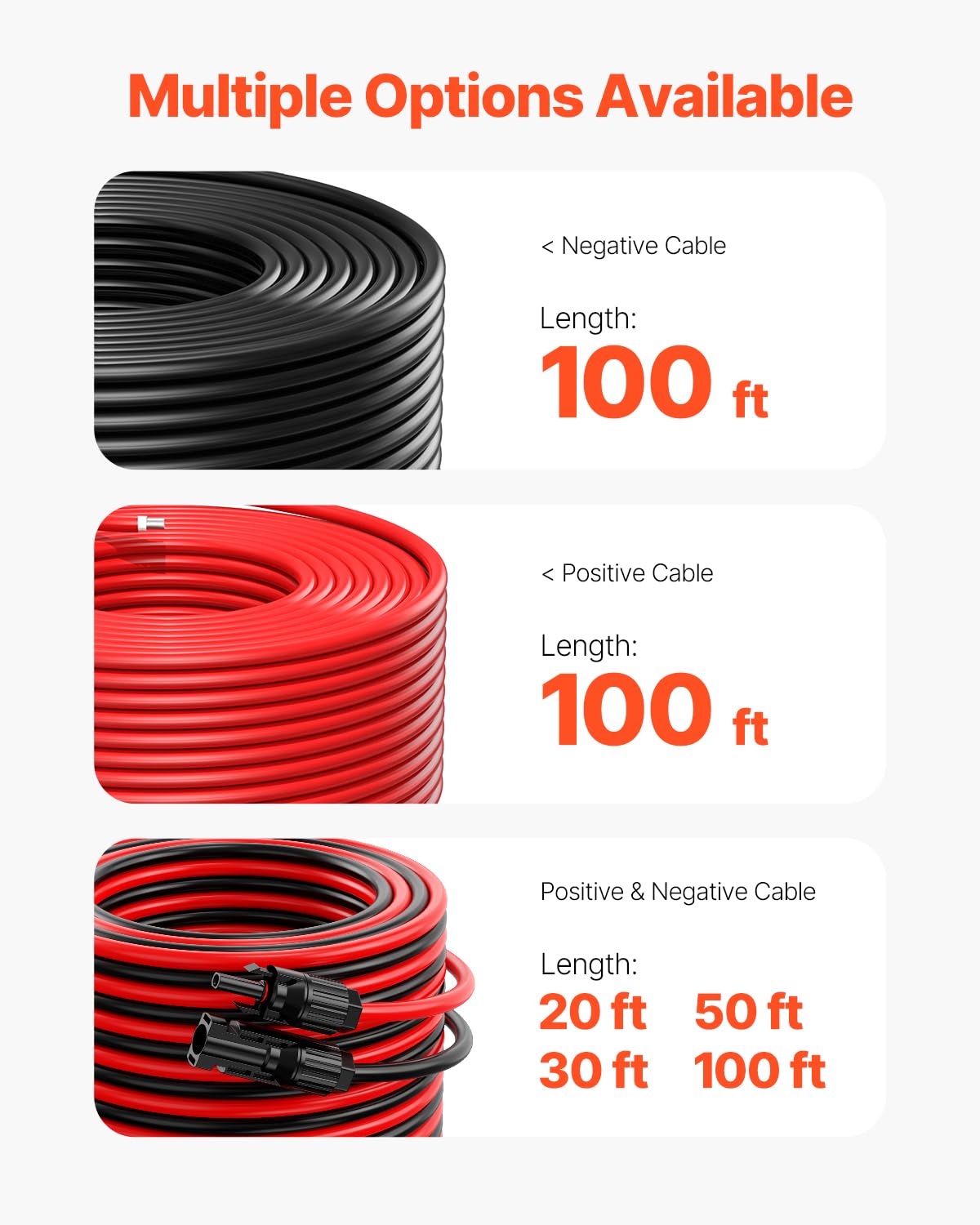 VEVOR Kabel przedłużający do panelu słonecznego 10 AWG, kabel przedłużający 6 mm², IP67, wodoszczelny kabel PV do modułów solarnych w domu, na statkach i w przyczepach kempingowych, czarny