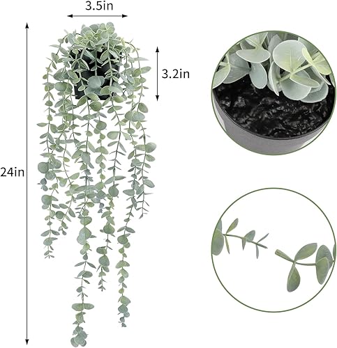 Miniatura 9 de COCOBOO 1 x plantas colgantes artificiales de eucalipto artificial planta colgante para pared habitación hogar interior exterior estante decoración
