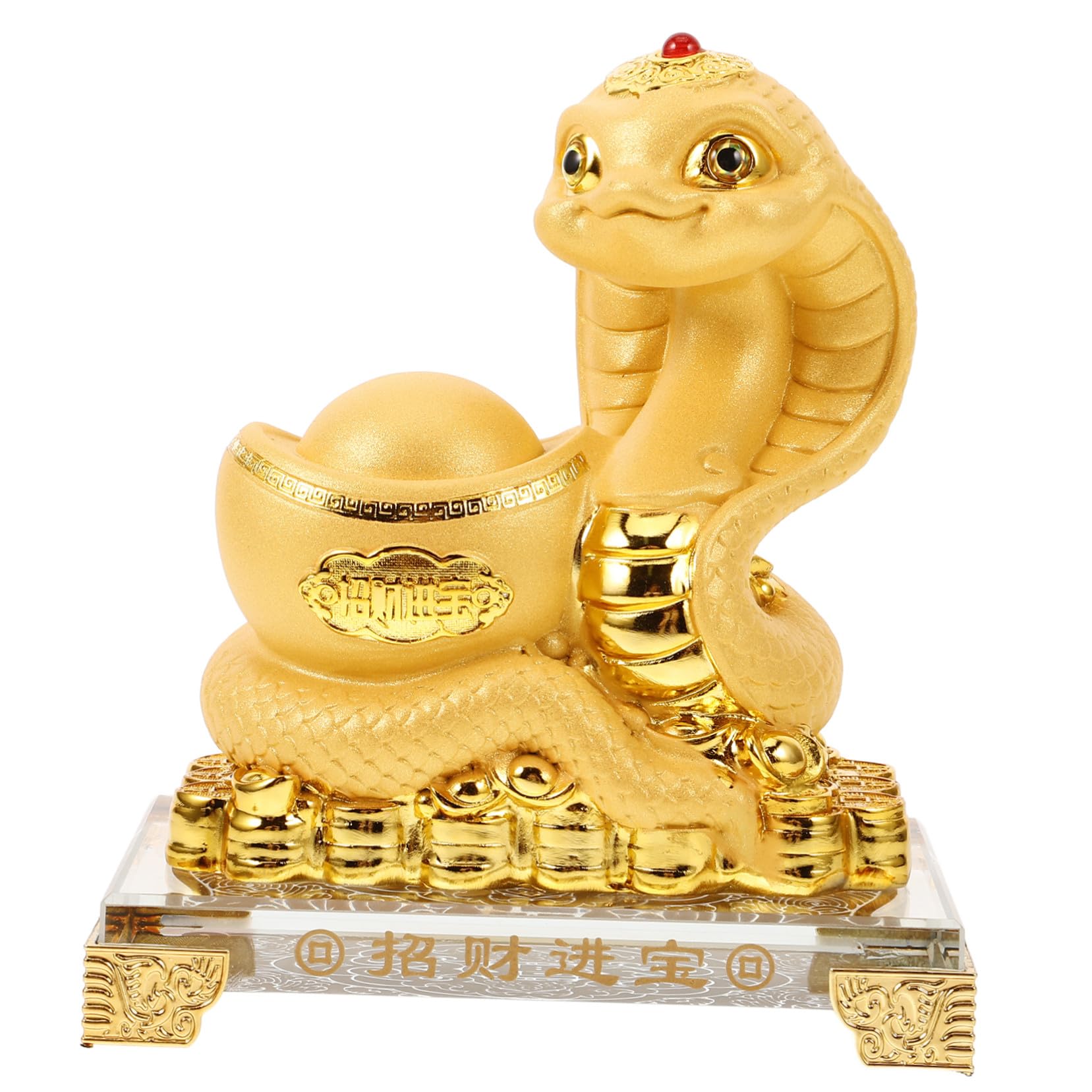 Kunstharz Goldene Schlangenfigur für 2025 Neujahr Dekoration
