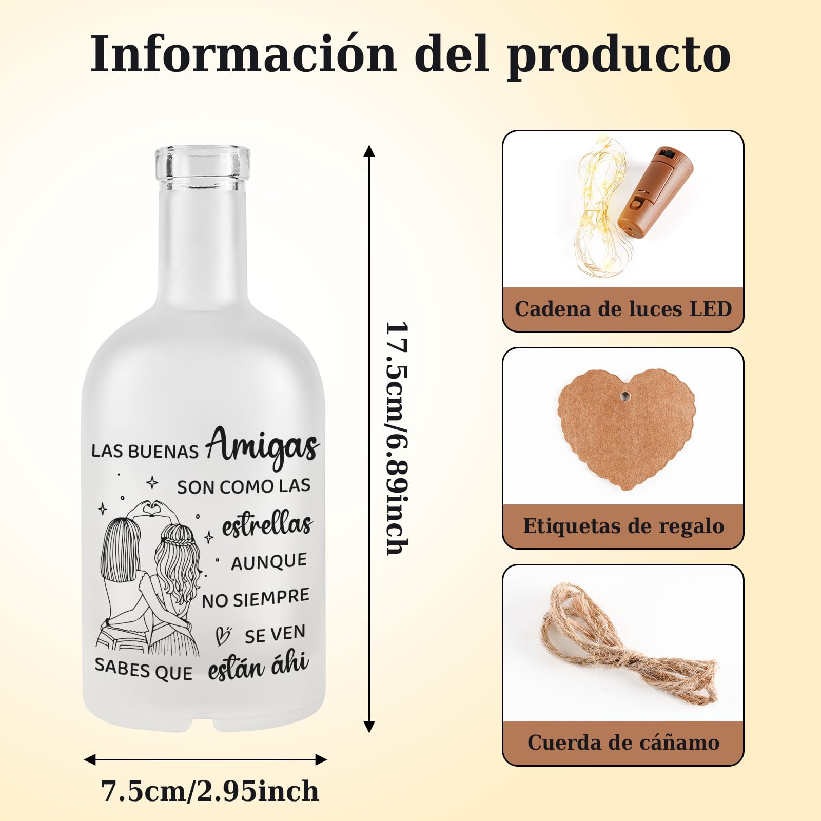 Vetbuosa Regalos Originales para Mujer, Regalo Amiga, Regalo Amiga Cumpleaños luz LED, Regalos Ideas para Mejor Amiga Navidad y Cumpleaños