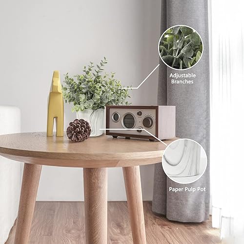 Miniatura 2 de Hollyone Mini plantas artificiales en macetas, plantas falsas en macetas de mármol, 1 pieza de plástico de eucalipto, vegetación sintética para el