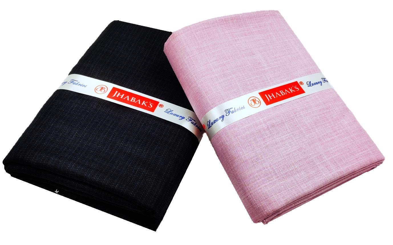jhabak's Exclusive Unstitched Shirt and Trouser Fabric - Cotton Blend Material - 2.25m Shirt Cloth - 1.20m Pant Piece (Pink)-picture-18