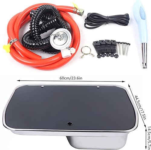 Miniatura 3 de Fregadero de gas para camping, estufa de gas de 2 quemadores, barco, caravana, cámper, estufa de gas GLP, estufa y fregadero con tapa de vidrio