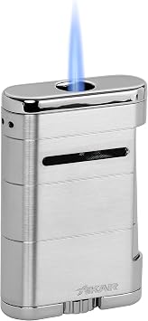 XIKAR Allume Triple Jet Tabletop Lighter, Engineered for Performance, Crisp Side Squeeze Ignition, Silver