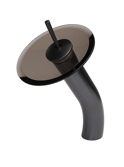 Novatto FALLS Single Lever Waterfall Vessel Faucet, Oil Rubbed Bronze/Tea Glass