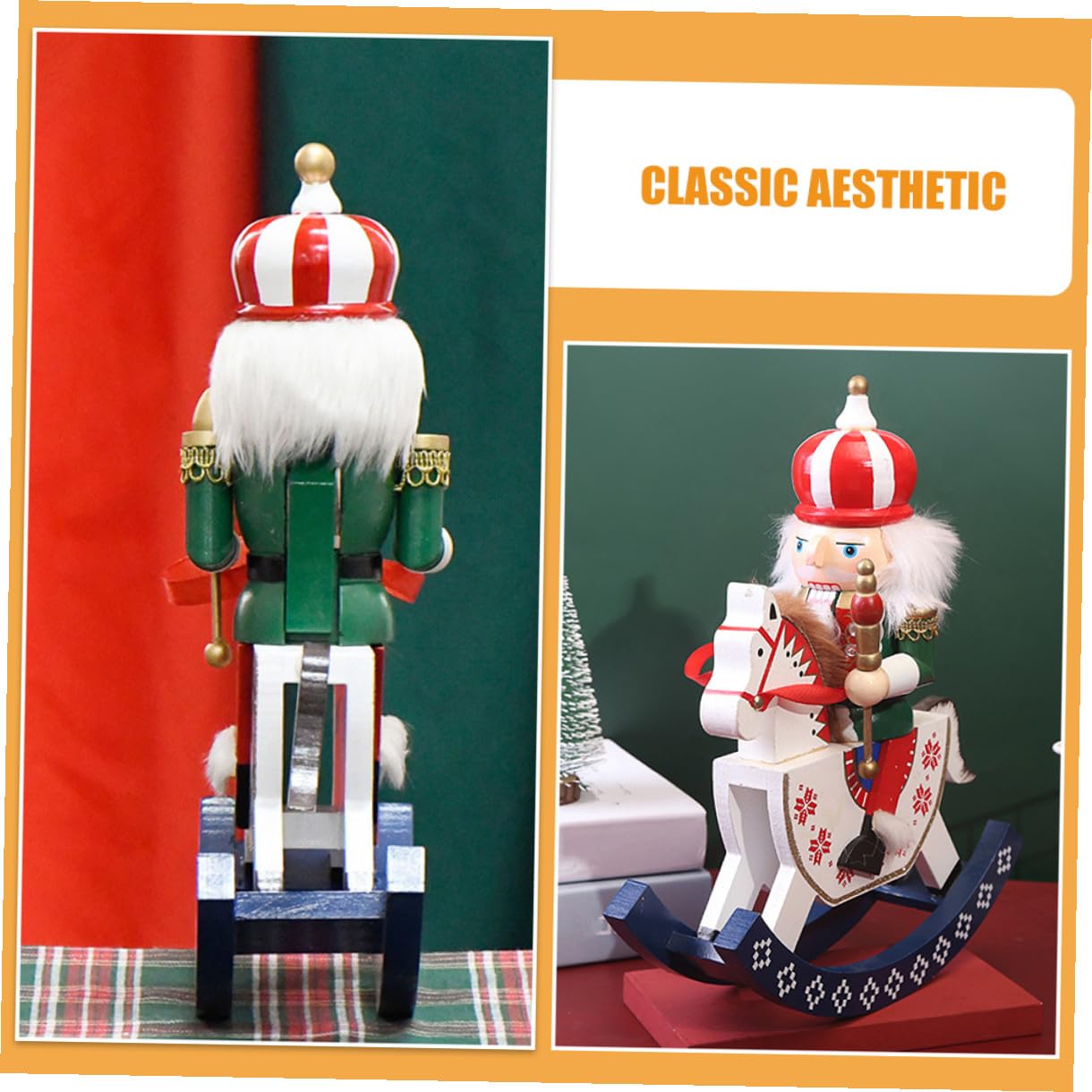 Garneck Holz Nussknacker Figur für Weihnachtsdeko Stehender Nussknacker mit Details Christbaumschmuck aus Holz für Tischdekoration