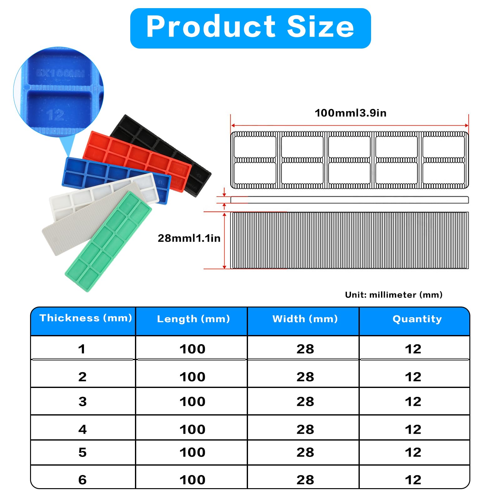 72 Pcs Plastic Packers and Shims, Flat Plastic Glazing Packers - Image 2