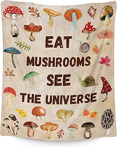 Mercuryelf Mushroom Throw Blanket - Soft, Fuzzy & Warm - 30x40 Inches Small Blankets for Lap, Crib - Beige Vintage Throws Gift for Mushroom Lovers