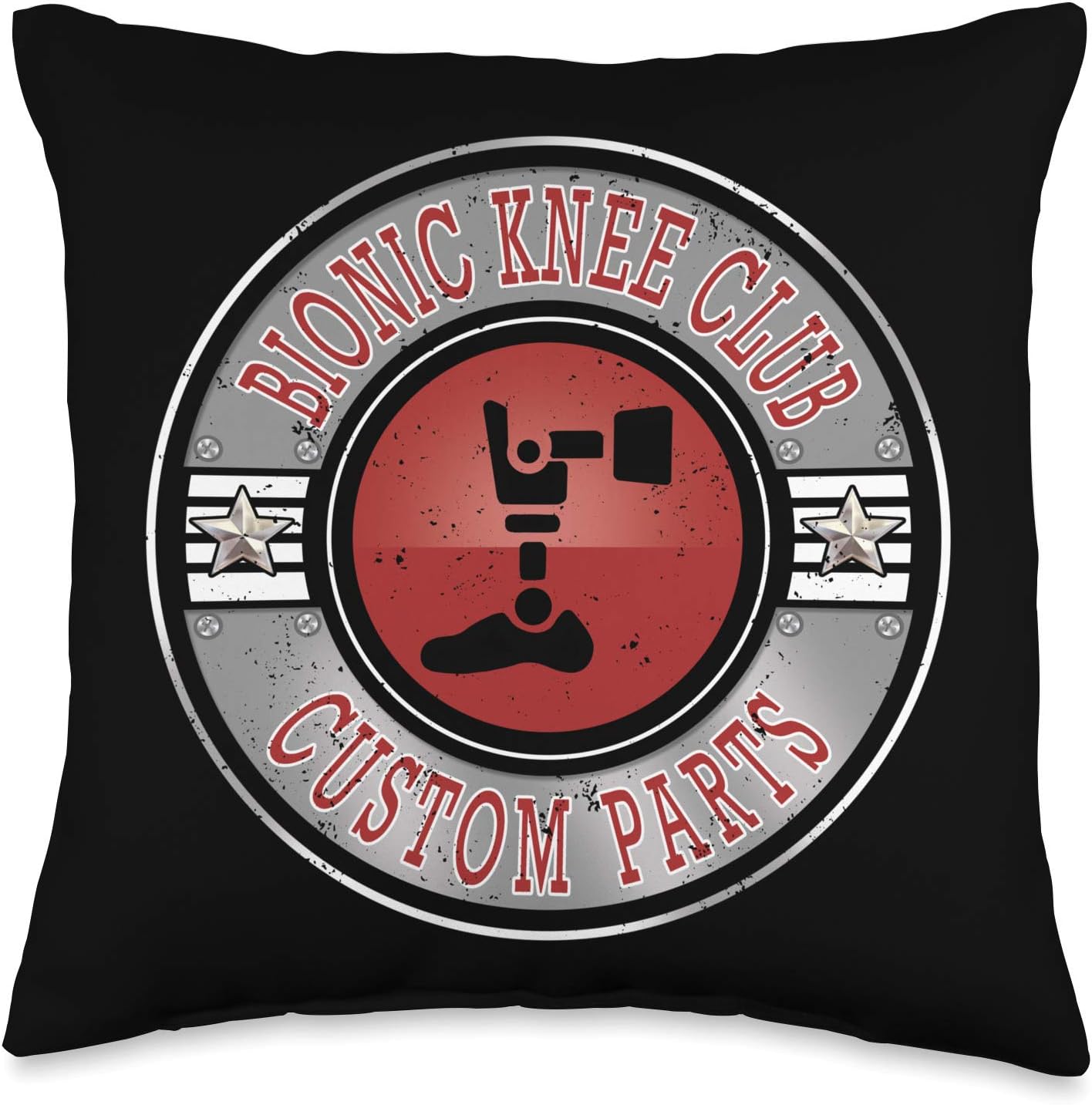 Bionic Knee Club Custom Parts Knee Replacement After Surgery Throw Pillow