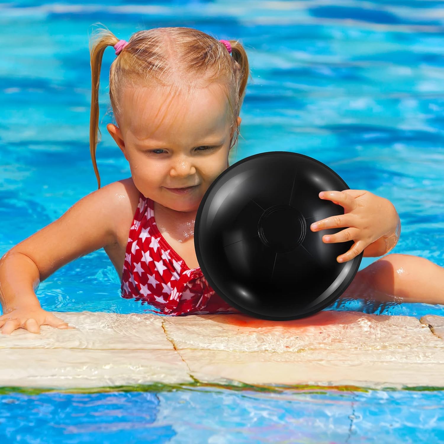 Yinder 24 Pieces Black Inflatable Beach Ball 6 Inches Black Pool Floating DIY Gothic Decorations for Holidays Water Games Party Supplies