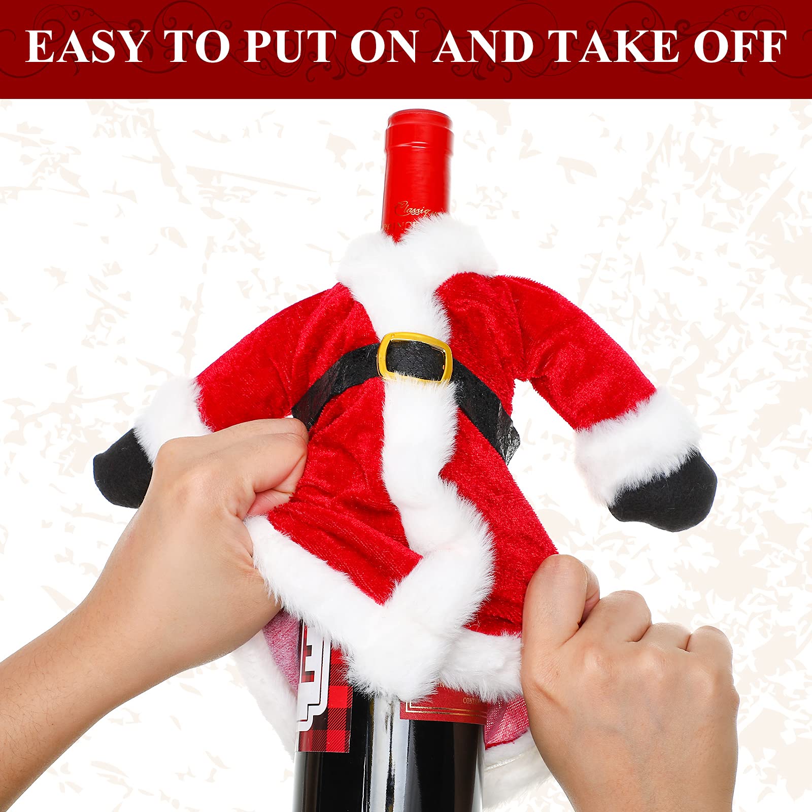 Boao 6 Sets Christmas Wine Bottle Cover For Christmas Decorations Party Decorations(Style 1