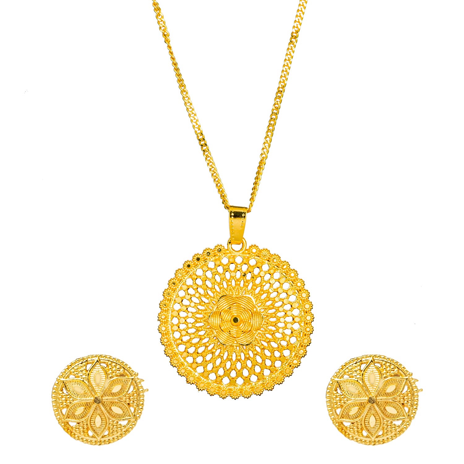 Shining Jewel Traditional Gold Plated Large Size Forming One Gram Gold Haram Pendant Necklace Set for Women (SJN_171) (B0BYP33NTS) Amazon Price History, Amazon Price Tracker