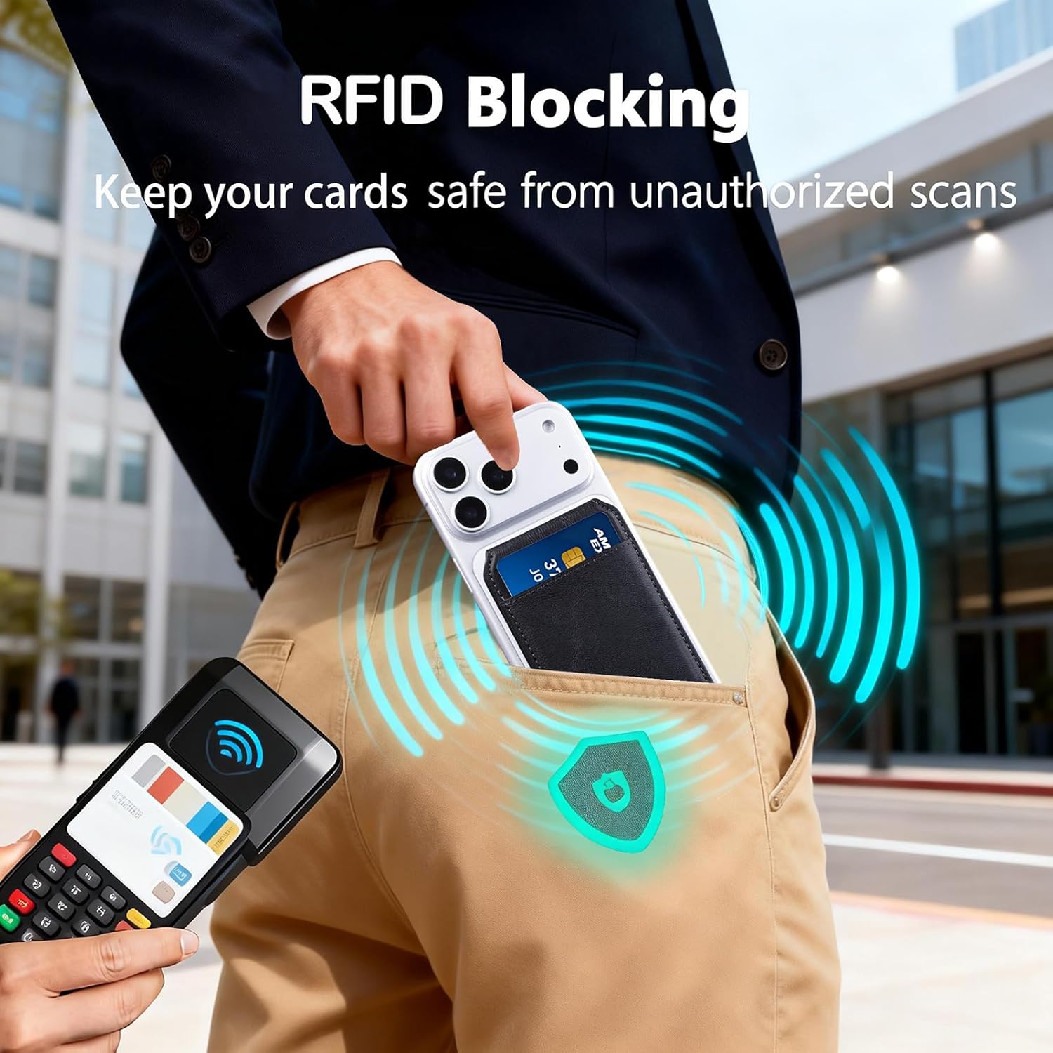 Strong Magnetic Wallet,Card Holder with Leather Stand RFID Blocking for iPhone 17/16/15/14/13/12 Series, Compatible with Magsafe Phones and Cases,Not for iPhone 13/12 Mini - Image 6