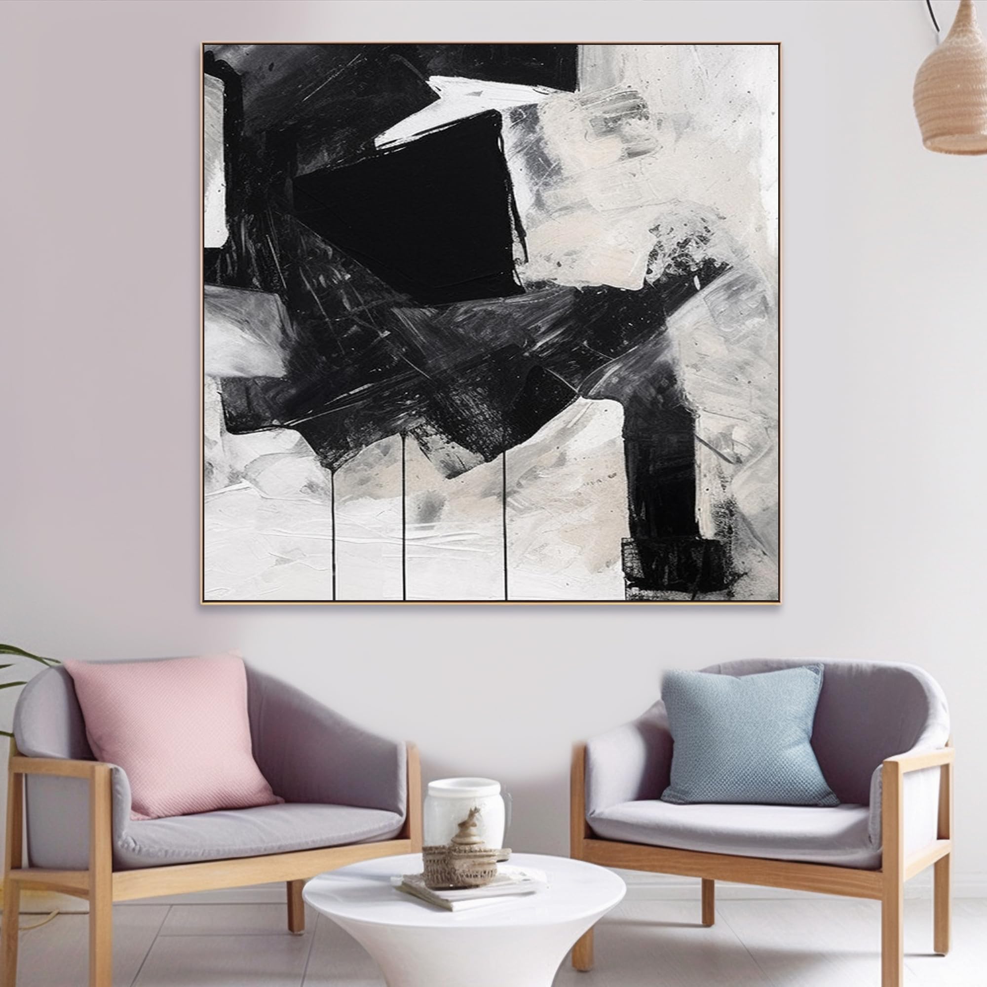 Amazon.com: Black And White Abstract Art Textured Painting