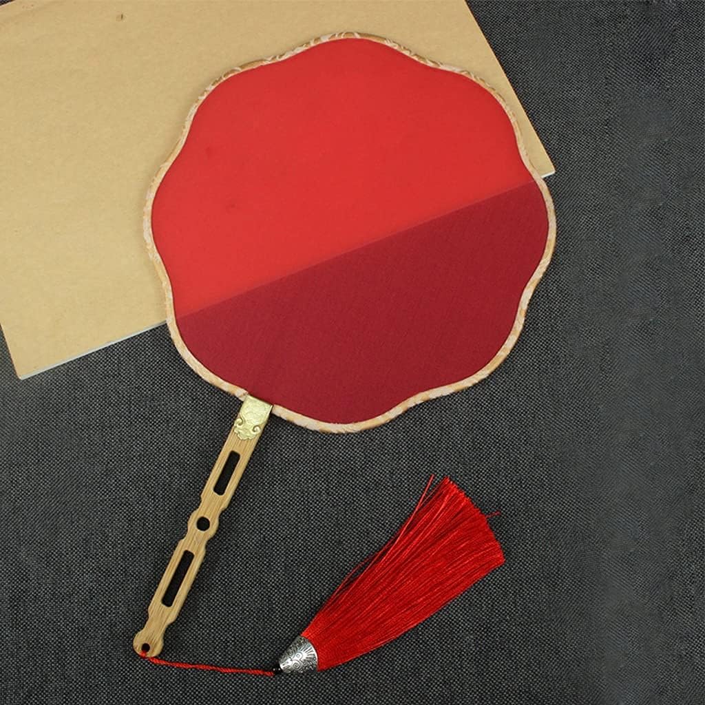 Folding Fan Blank Silk Folding Fan, Hand-Painted Round Folding Fan DIY Palace Folding Fan Classical Chinese Folding Fan Home Ceremonial Decorative Folding Fan (Color: A)