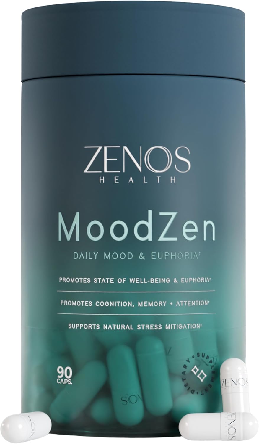 Zenos Health MoodZen Mood Support & Cortisol Reducer Supplement – Powerful Focus Supplement – Natural Formula to Enhance Mind Clarity - Made in USA, 90 Caps