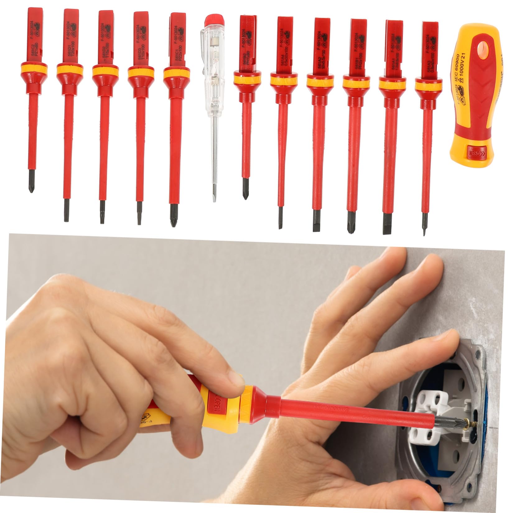 Set 13 Pezzi Cacciaviti Isolati Vde per Elettricista Punte Torx Pozidriv in Acciaio Vanadio Resistente Usura Custodia, Strumenti Professionali per Viti