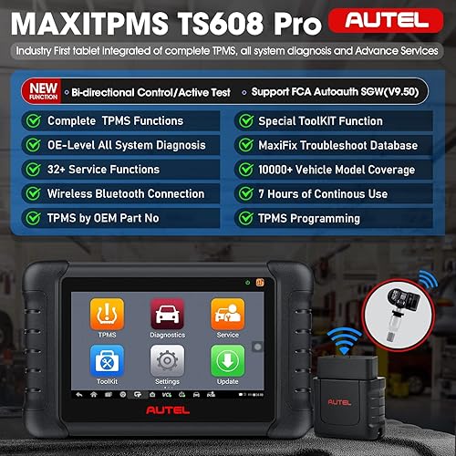 Miniatura 1 de Autel Escáner MaxiTPMS TS608 Pro con $240 8 sensores MX, herramienta de diagnóstico bidireccional 2023, funciones TPMS completas y diagnóstico