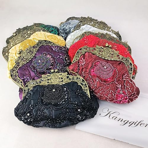 Miniatura 5 de Belsen Bolsos de noche de flores de lentejuelas con cuentas vintage para mujer