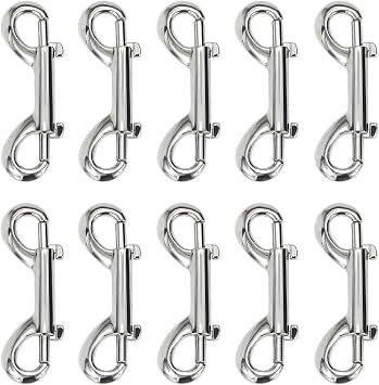 Metal Double Ended Bolt Snap Trigger Chain Diving Clips for Water Bucket Pet Feed Bucket Agricultural Equine Home Dog Leash Garage Use 2-3/4" 7cm, 10 Pack
