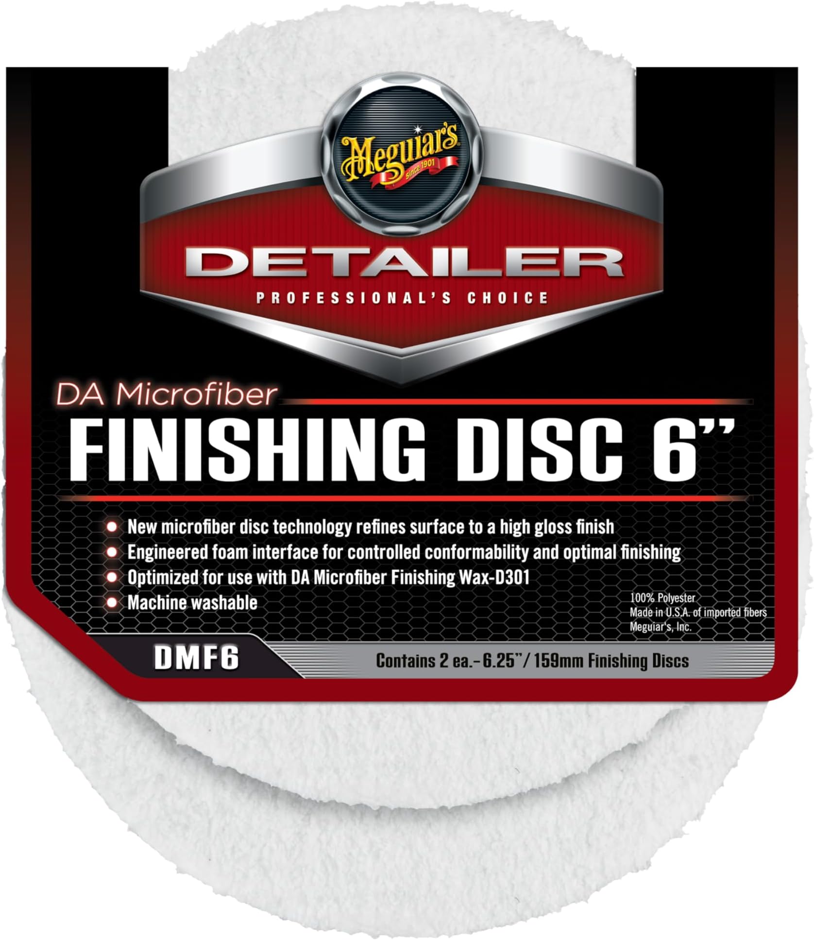 Meguiar's Mens Microfibre Finishing Disc, White, 6" DMF6