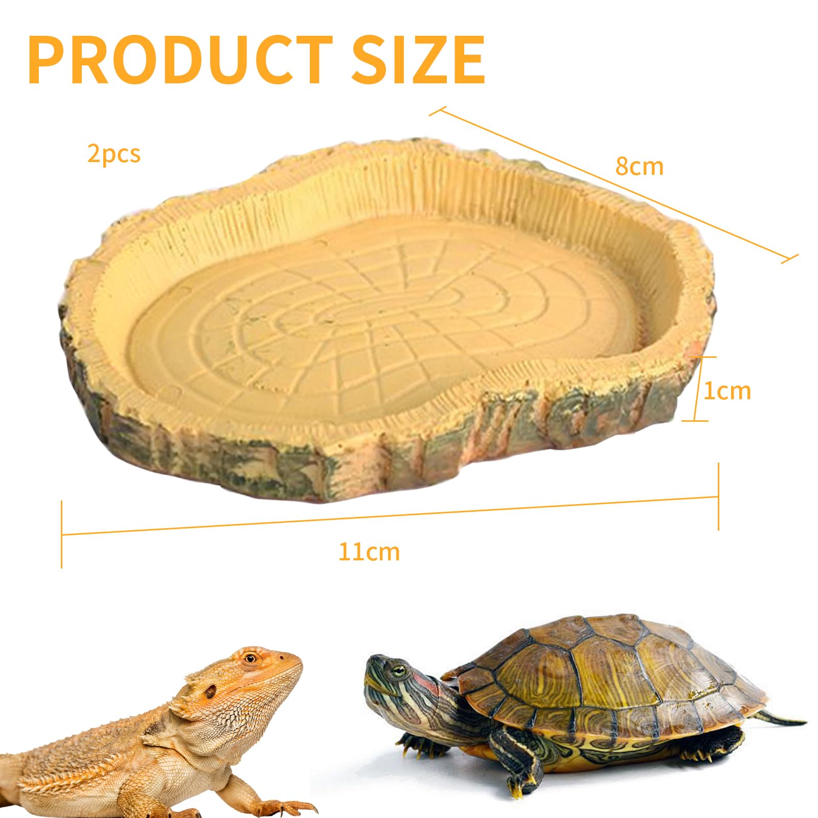 Lithyc 2 pièces Bols à Eau pour Reptiles - Abreuvoir Tortue Terrestre- Nourriture pour Bol pour Reptiles en Feuilles - Convient Aux Reptiles Et Amphibiens, LéZards, Grenouilles, Geckos, Tortues, Etc