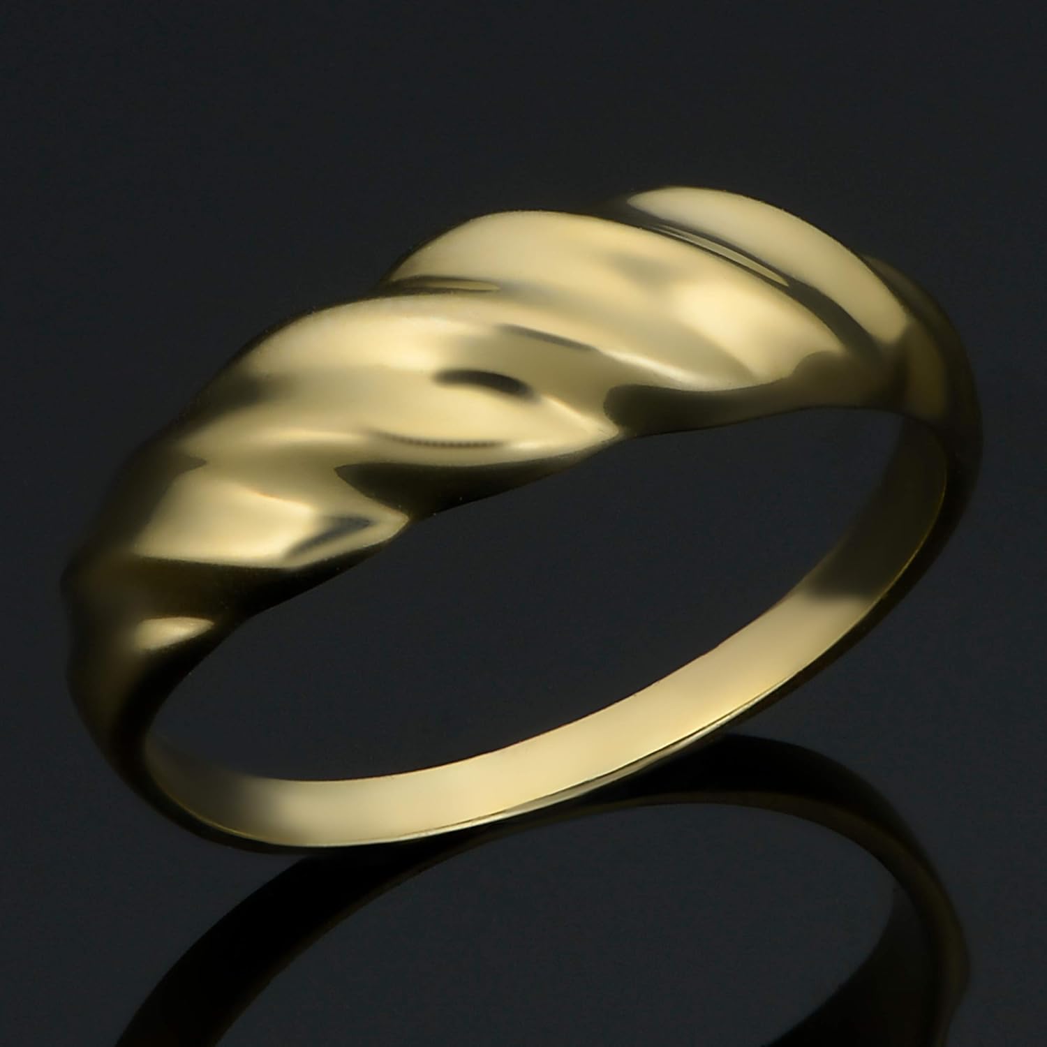 Kooljewelry 10k Yellow Gold High Polish Shrimp Ring (size 6, 7, 8, 9 or 10)