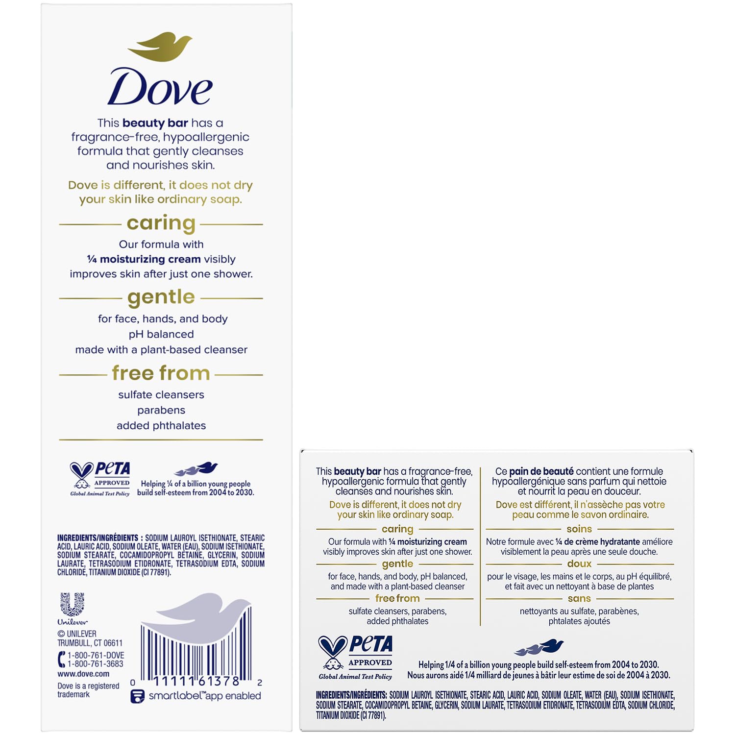 Dove Beauty Bar Sensitive Skin Soap with 1/4 Moisturizing Cream