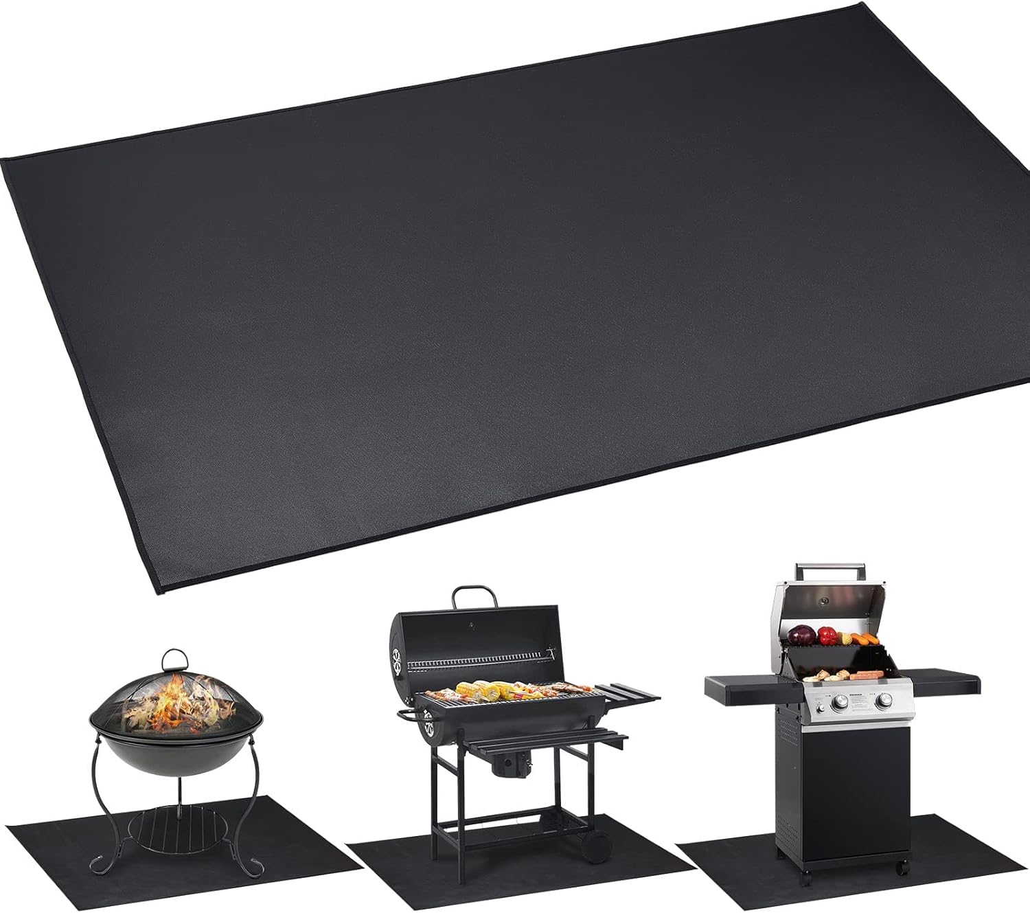 Large Under Grill Mat, Fireproof Grill Pads for Outdoor Charcoal, Flat