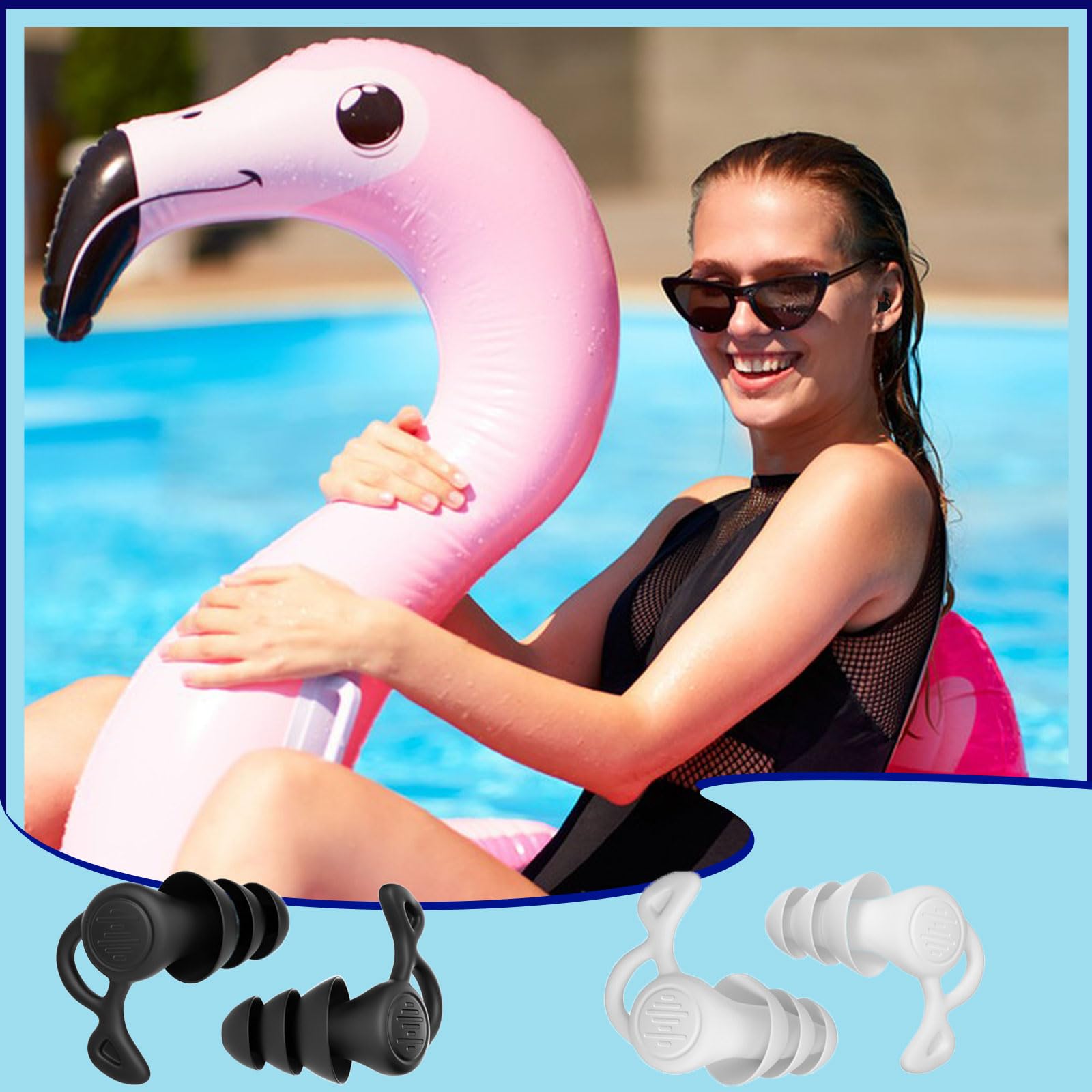 Tapones Oidos Silicona Natacion para Adulto, 2 Pares