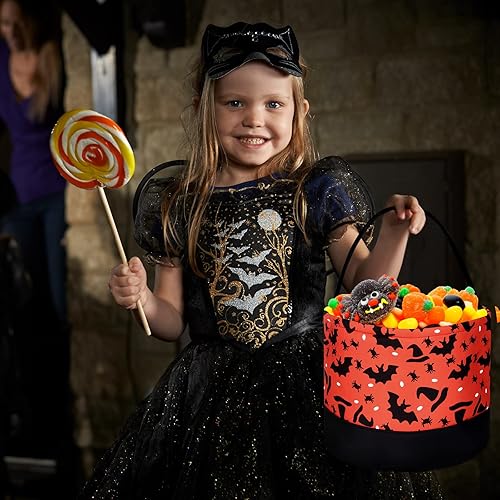 Miniatura 7 de 2 bolsas de dulce o truco de Halloween, bolsas de tela para dulces de Halloween, 2 estilos (calavera y murciélago), Varios colores
