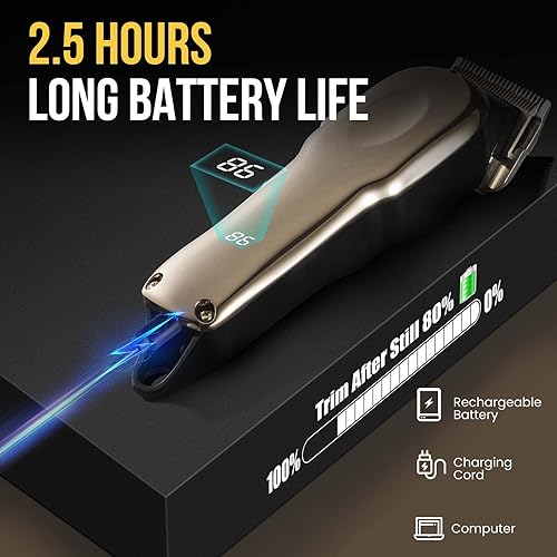 Miniatura 4 de Cortacaballos inalámbrico, silencioso, profesional, con 4 guías, cortapelos eléctricos recargables e inalámbricos para caballos, gatos y perros