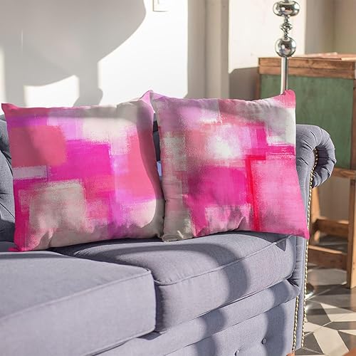 Miniatura 3 de RYANZA Juego de 2 fundas de almohada, arte abstracto de 16 x 16 pulgadas, cuadradas, decoración del hogar, fundas de almohada decorativas para sofá,