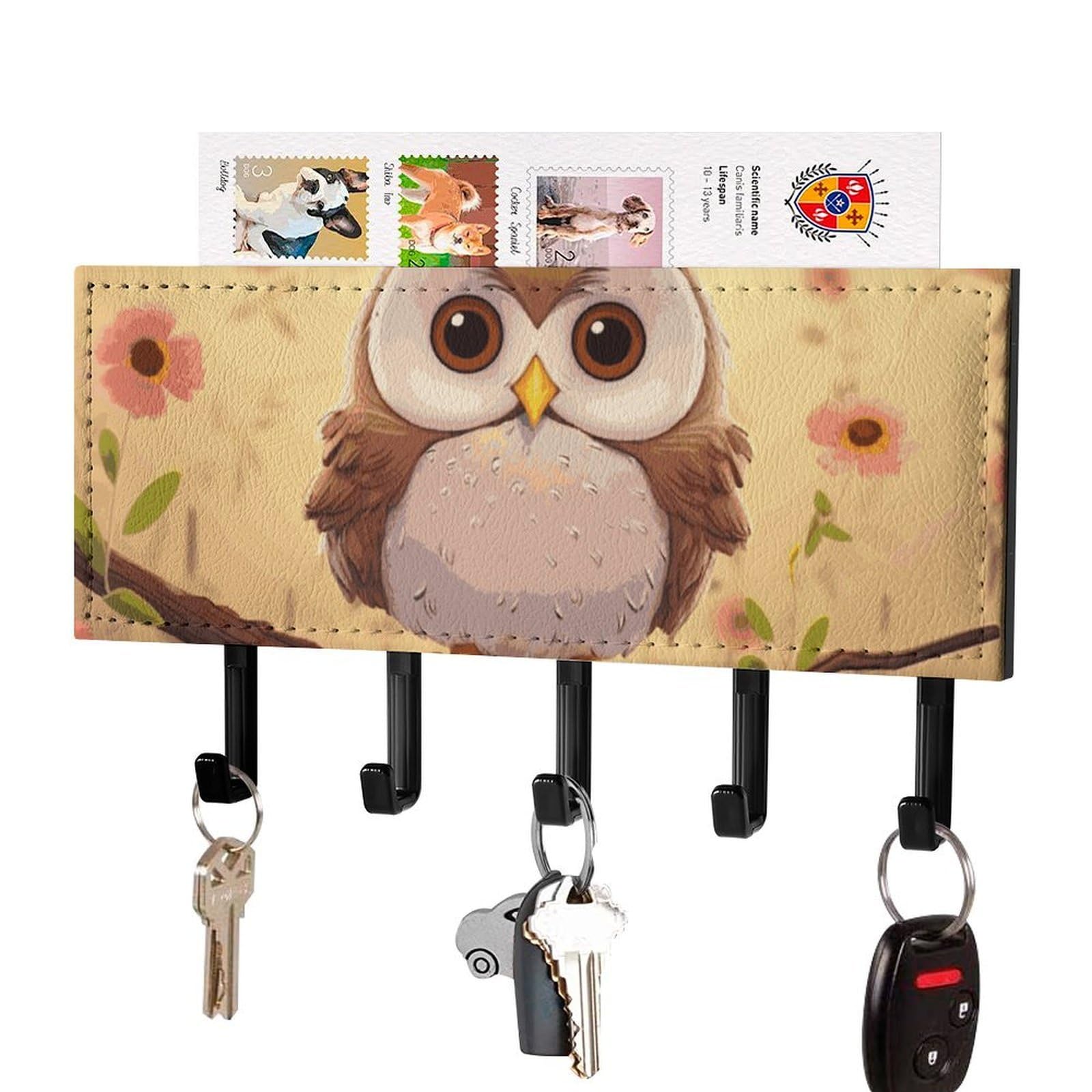 Porte-clés mural chouette noir parfait pour organiser le bureau et la cuisine