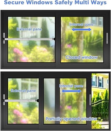 Miniatura 7 de DEROFIT Barra de seguridad para puerta corredera, de 16 a 51 pulgadas, ajustable, a prueba de niños, para puerta corrediza de patio, barra de