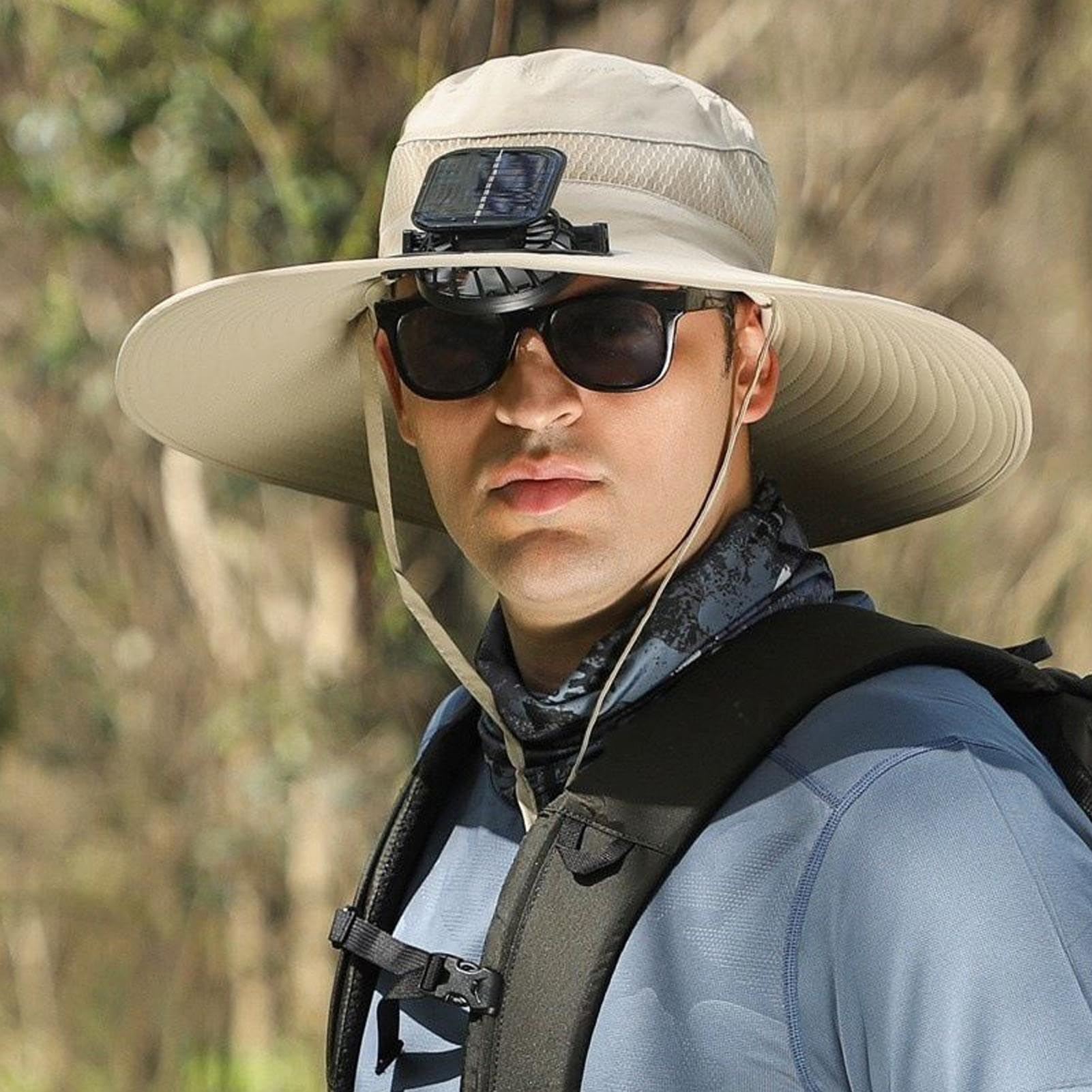 Générique Cappello Ventilatore Anti-UV - Attrezzature Outdoor Personale Anti- Cappello A Ventilatore Solare | per Pesca, Escursionismo, Spiaggia, Viaggi, Vacanze, Escursioni Zaino