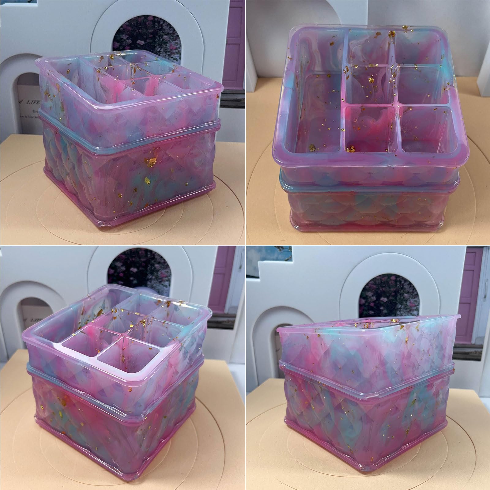 Forma di resina epossidica di cristallo rossetto scatola di immagazzinaggio stampo in silicone a specchio fatto a mano gioielli desktop organizzazione attività artigianale per la produzione di