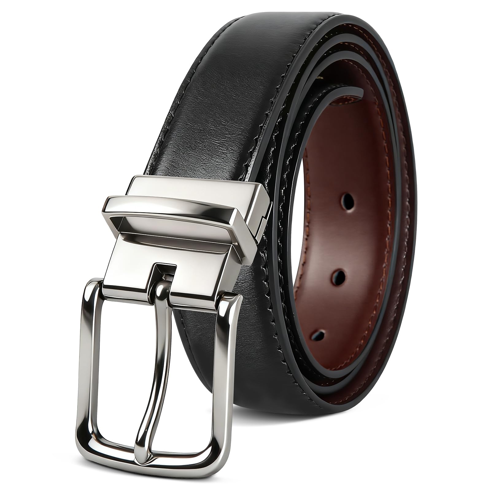 Reversible Belt for Men Teens 2-in-1 Adjustable Trimmable 1 25 Inch Belt Gift for Dad Husband Son