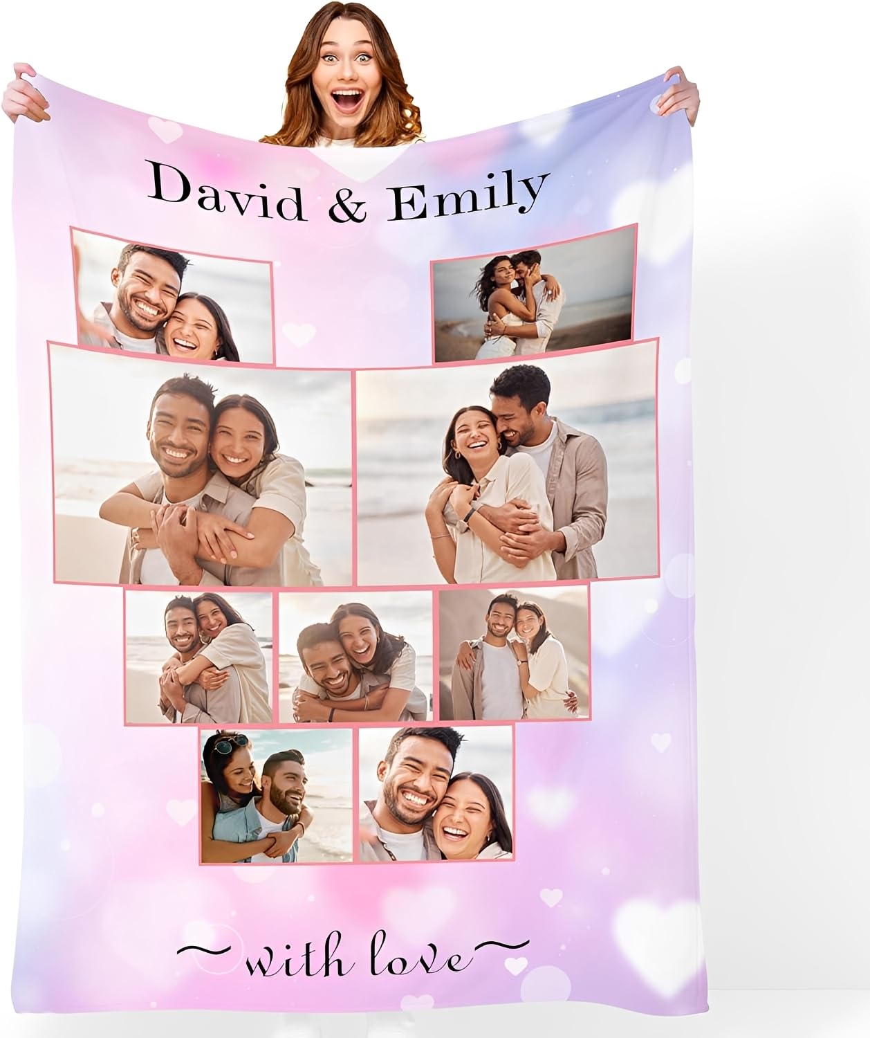 Mraxovid Personalised Valentines Gifts for Him Her, Personalised Photo Blanket, Blankets for Adult, Customise Blanket with Photo Gift — image 1