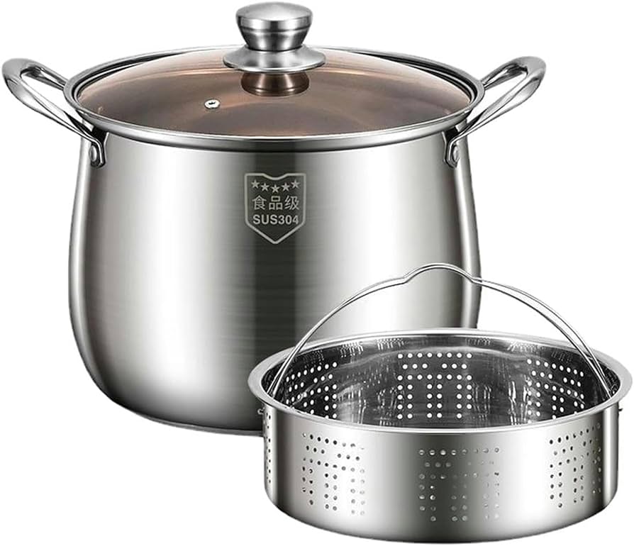 Amazon｜Minp 両手鍋 ステンレス製 シチューポット蒸し器 蒸锅