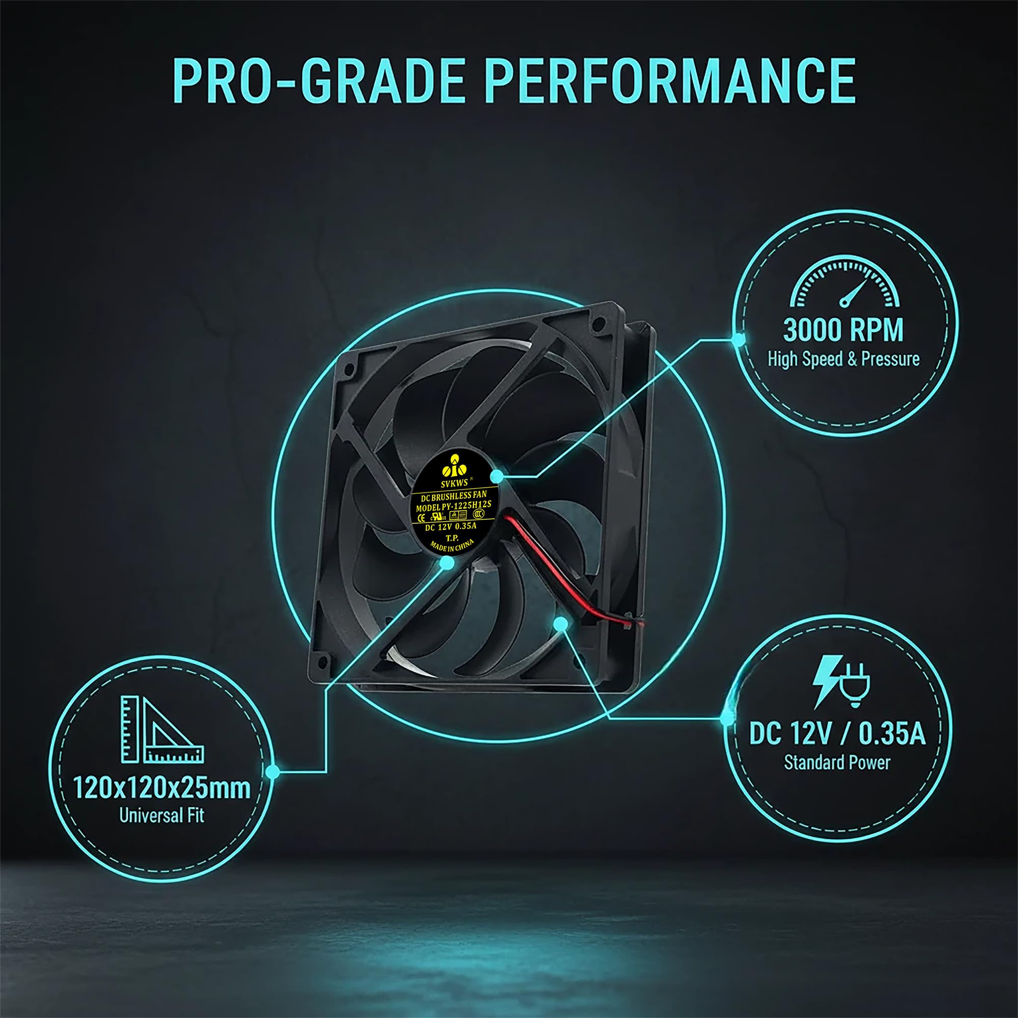 2026 Upgrade for PY-1225H12S 3-pin 9-Blades High Air Ice Maker Fan 12V 0.35A Replace with PowerYear/Opel/Silonn/Nugget/GE/NM-530 DC BRUSHLESS Ice Machine Fan&Computer,Cabinet Cooling Fan A2 — view 6