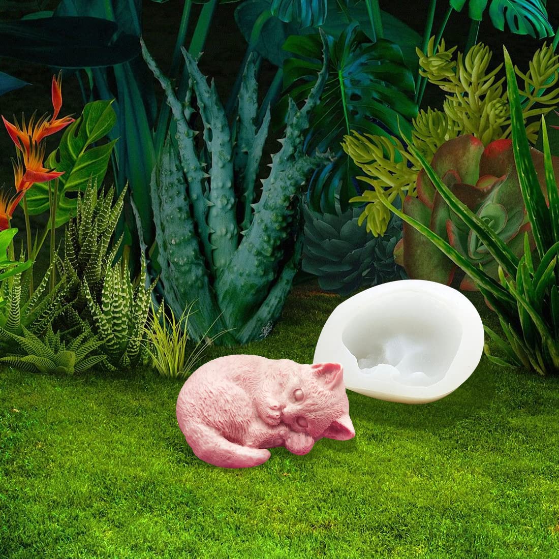 Stampo Per Resina A Forma Di Gatto - Per Portacandele E Portagioie, 2 Pezzi In Silicone