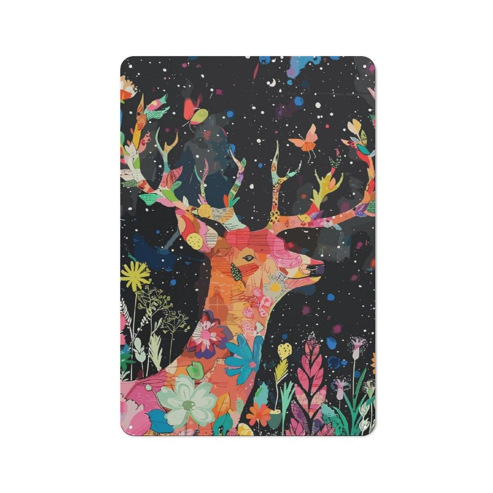 Junmoney Deer Abstract Metal Plaque 30X20cm With For Hallway Wall, Rustic Decor, For Garage, Workshop And Man Cave Decoration