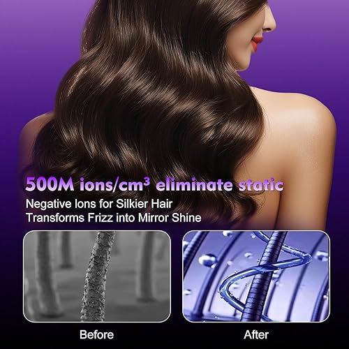 Miniatura 3 de Secador de pelo, 160000 RPM de alta velocidad sin escobillas motor iónico negativo para secado rápido, diseño de bajo ruido y control avanzado del