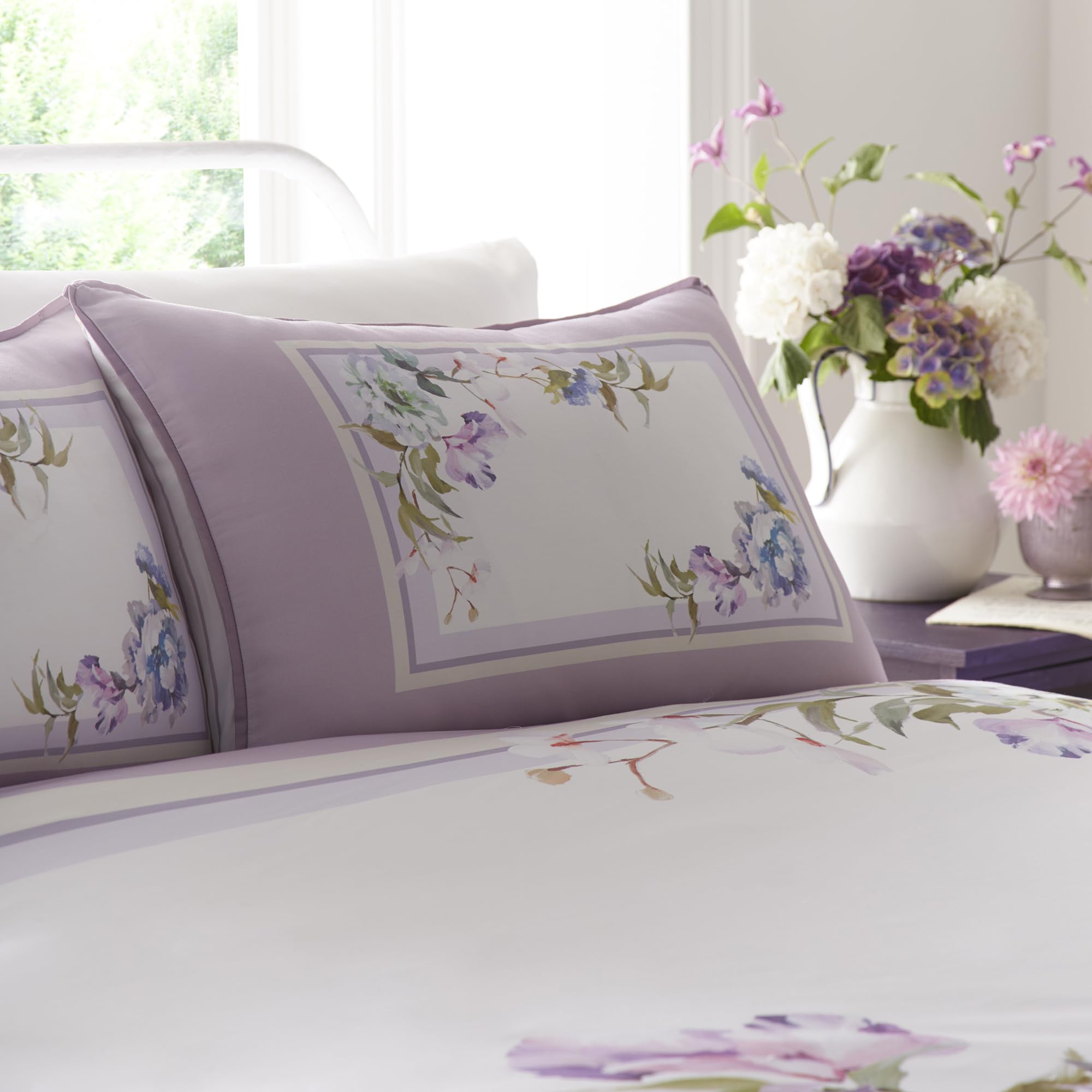 Appletree, Purple Lilac Floral Duvet Cover, Super King Bedding Size (260 x 220cm), Reversible Designs, Soft 100% Cotton - Image 2