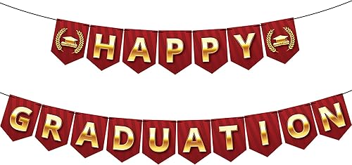 KatchOn, Cartel grande rojo de feliz graduación 10 pies, NO DIY Fondo de graduación para decoración de graduación 2023 Decoraciones de graduación