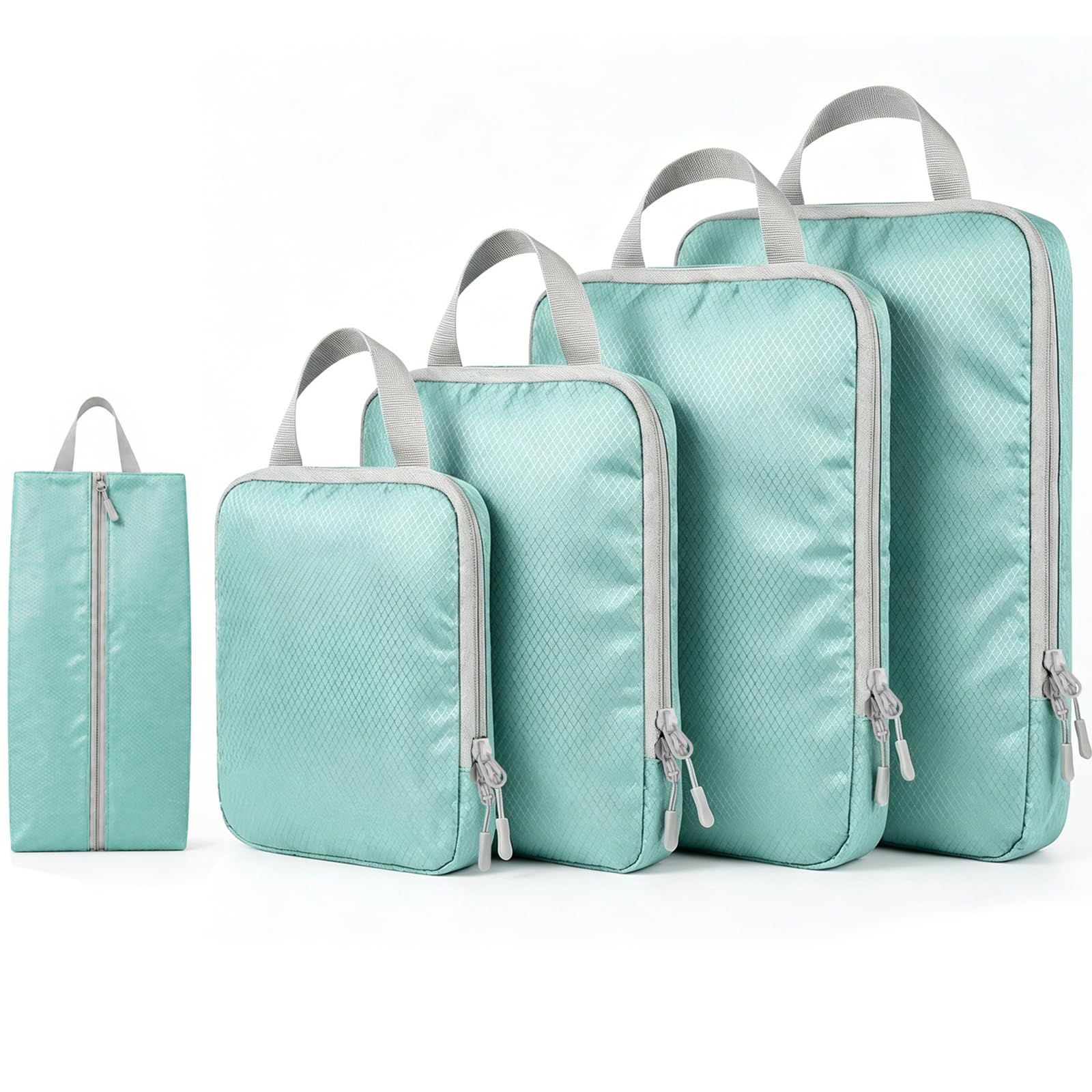Compression Packing Cubes for Suitcases, Ultralight 5 Set Packing Cubes for Backpack Waterproof Travel cubes Suitcase Organizer Bags Set for Luggage Travel Essentials (Blue)