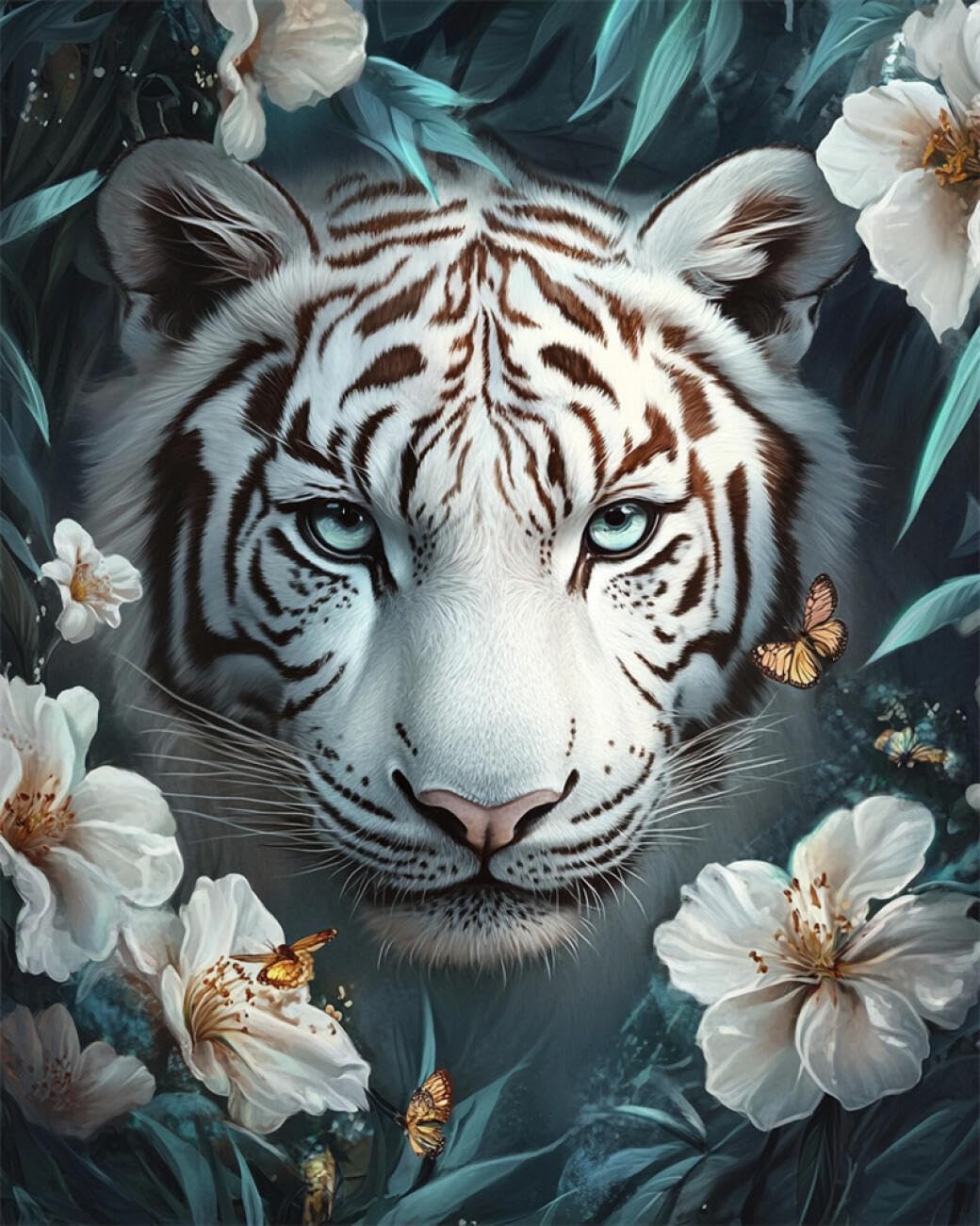RKFLGEW DIY Embroidery Beads Set Fantasy White Tiger 50x70cm